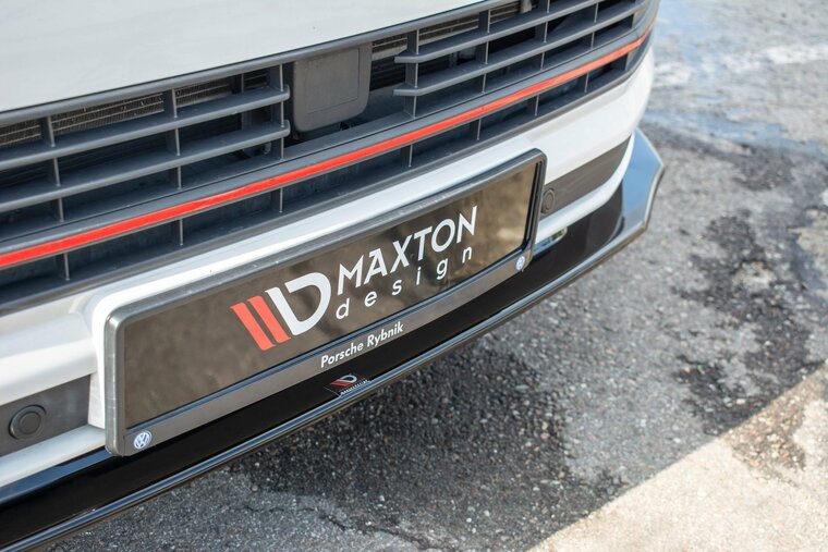 Frontspoiler versie 2 glanzend zwart passend voor VW Transporter T6 model 2015 - 2019 Maxton Design