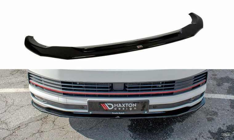 Frontspoiler versie 2 glanzend zwart passend voor VW Transporter T6 model 2015 - 2019 Maxton Design