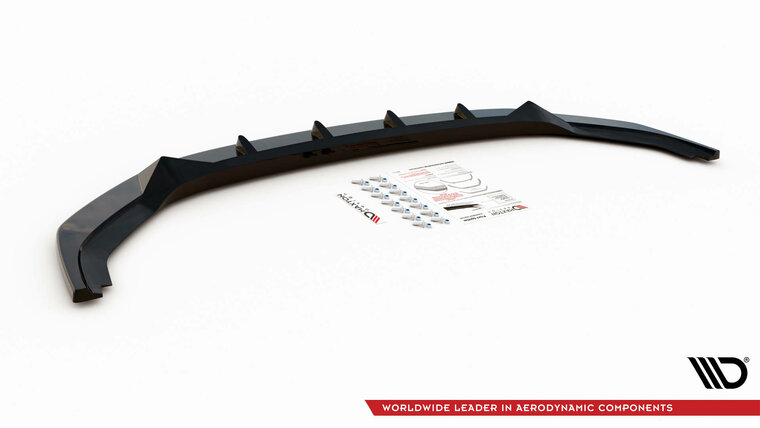 Frontspoiler versie 1 glanzend zwart passend voor VW Transporter T6.1 Maxton Design