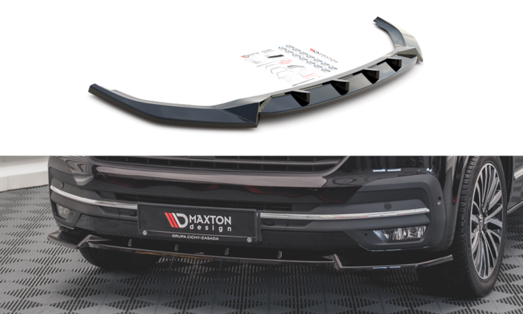 Frontspoiler versie 1 glanzend zwart passend voor VW Transporter T6.1 Maxton Design