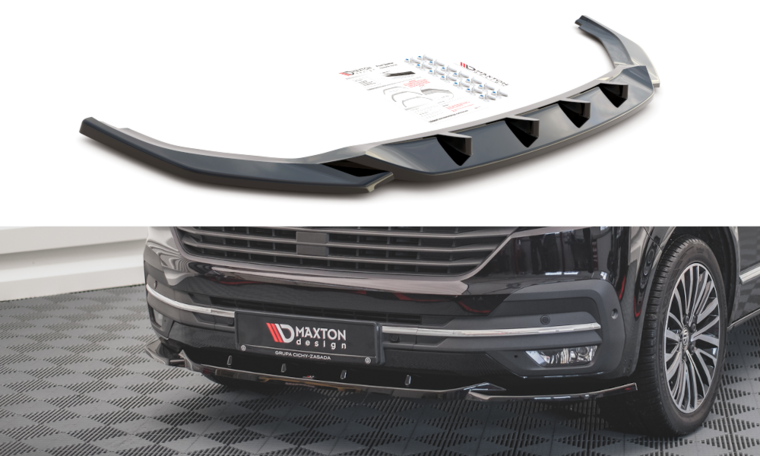 Frontspoiler versie 1 glanzend zwart passend voor VW Transporter T6.1 Maxton Design