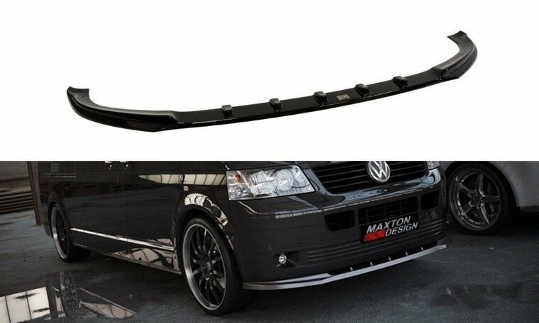 Frontspoiler glanzend zwart passend voor VW Transporter T5 prefacelift model 2003 - 2009 Maxton Design