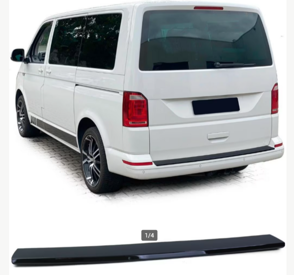 ABS Achterbumper beschermlijst passend voor Volkswagen Transporter T6 Caravelle/Multivan 9/2015- met achterklep Glanzend zwart