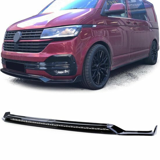 Frontspoiler glanzend zwart passend voor Volkswagen Transporter T6.1