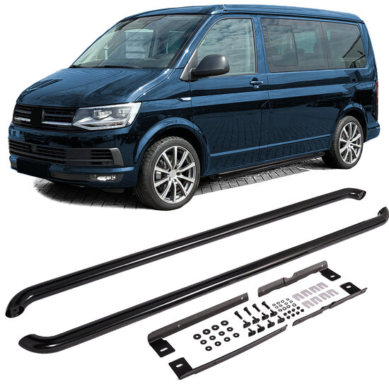 Sidebars zwart passend VW Transporter T5, T6 en T6.1 met lange wielbasis (L2)