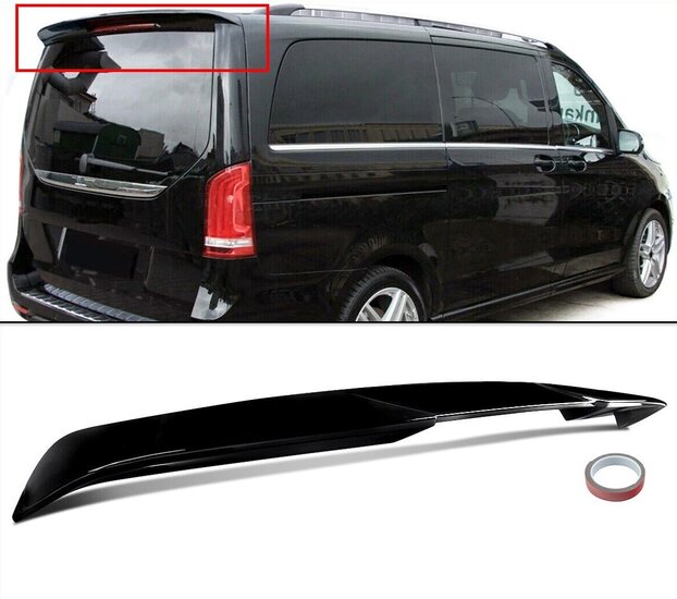 Glanzend zwarte spoiler passend voor Mercedes V-Klasse en Vito W447 model vanaf 2014 met achterklep