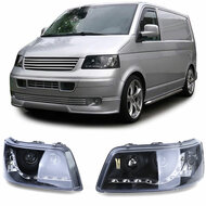 Koplampen met LED dagrijverlichting passend voor VW Transporter T5 model 2003 - 2009